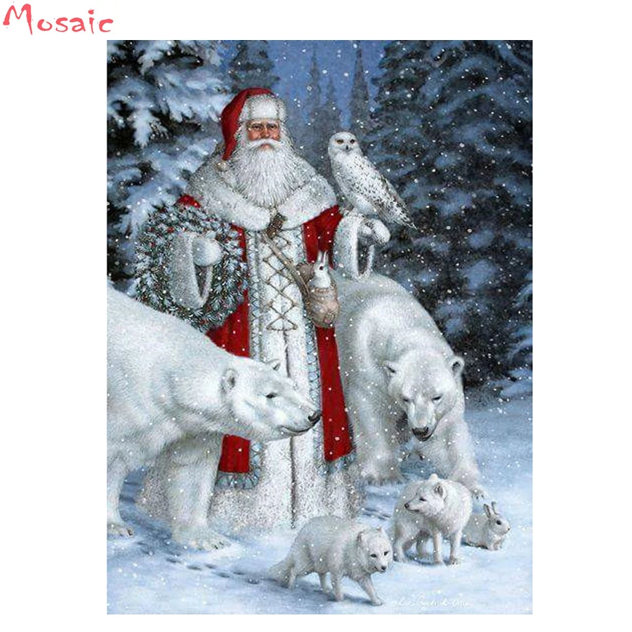 

Полноразмерная алмазная живопись 5D «сделай сам», вышивка крестиком, Рождество, 3D Алмазная живопись, старики и волки, картины стразы, вышивка...