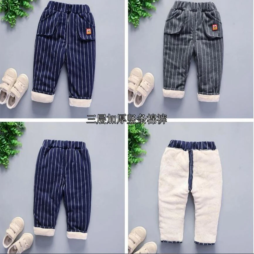 Baby girls pants boys winter plush trousers kids super warm long 1-4Y baby velvet cotton thickening new born cute | Мать и ребенок