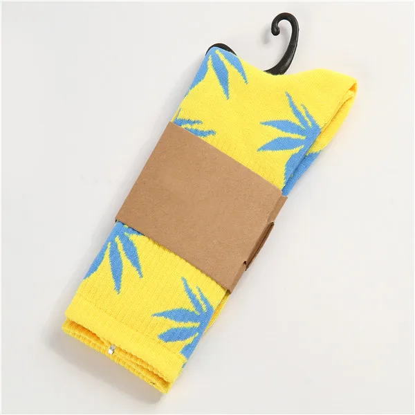 Yellow Sky Blue Новинка; всесезонные парные носки для отдыха; модные забавные носки с листьями конопли; хлопковые носки в стиле Харадзюку; носки в стиле хип-хоп; кленовые носки - Цвет: Yellow Sky Blue