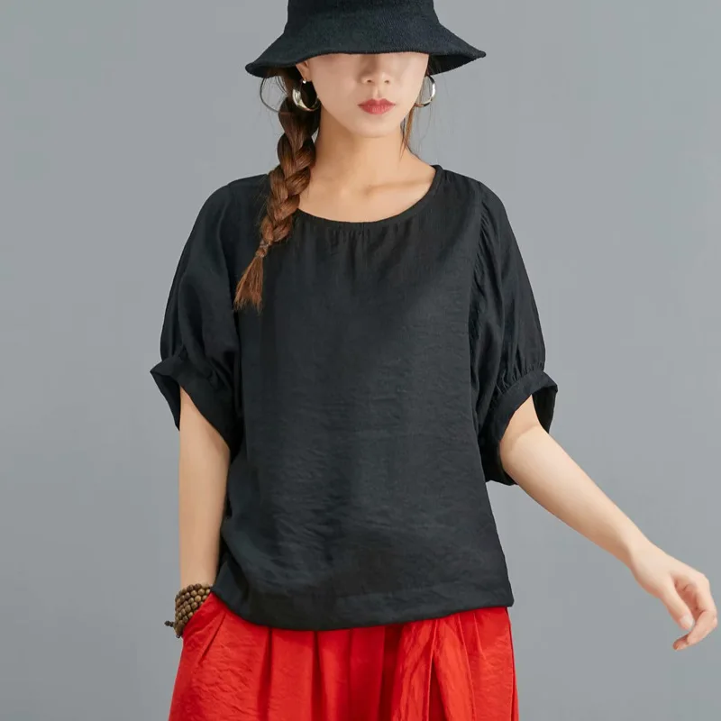 Блузка Runback Женская белая хлопковая льняная рубашка большого размера с рукавом