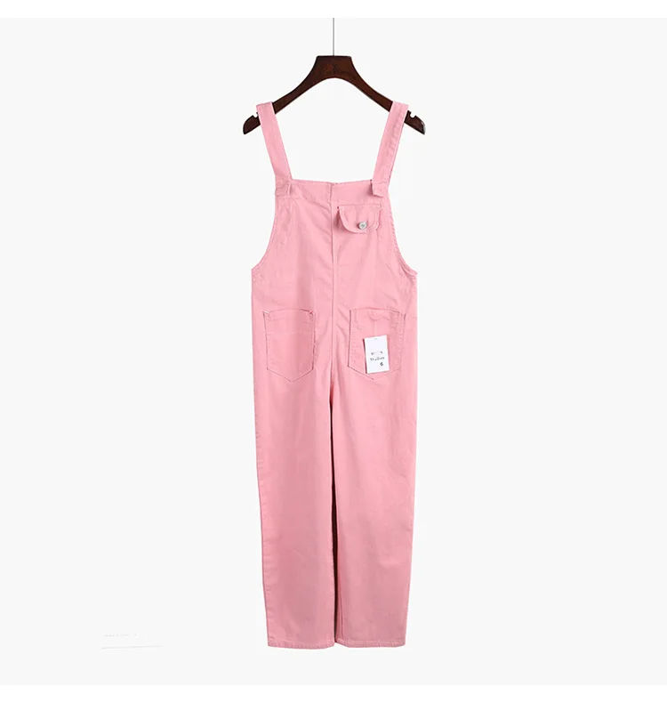 Spring Solid Color Denim Jumpsuits Women Vintage Fashion New Jean Overalls for Women Loose Pocket Long Pants Women Jumpsuit
