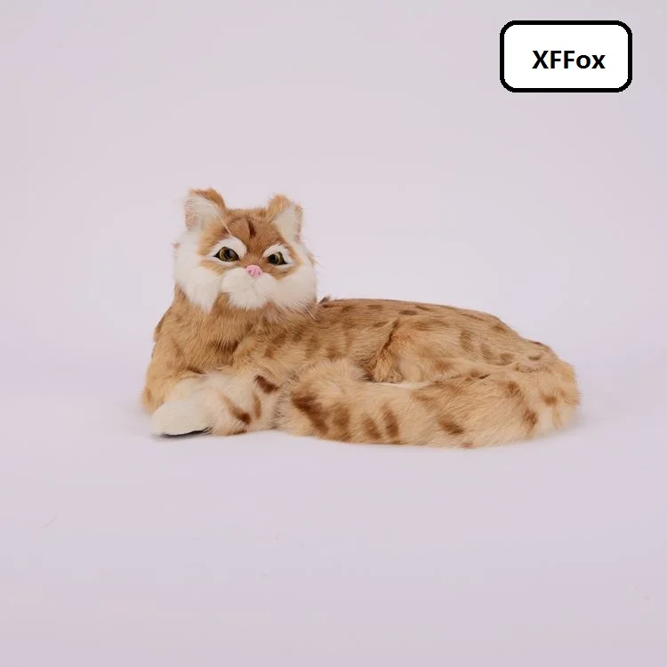 

Большая имитация, лежа, модель кошки, полиэтилен и мех, желтый узор, кошка, кукла, подарок, около 30x16x21 см, xf1410