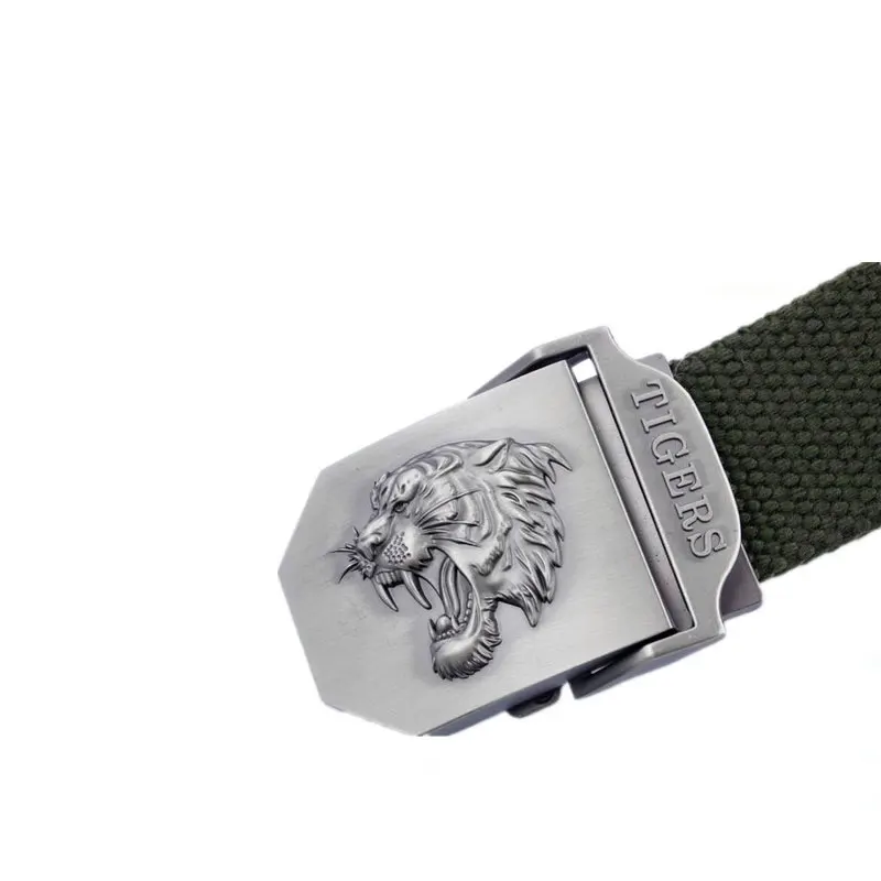 2017 новый Горячий Тигр Логотип Автоматическая Пряжка Холст Пояса мужские Тканые