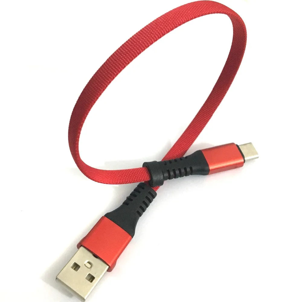 Новый Универсальный красный 30 см плоское плетение USB к Тип C кабель шнур быстро