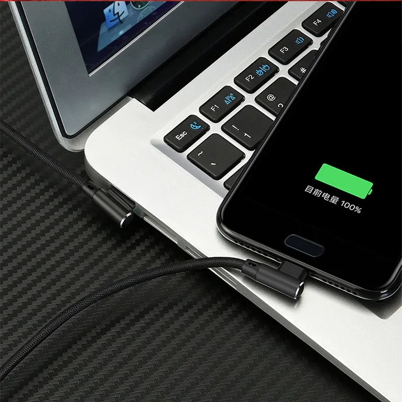 Кабель QUWIND 8Pin Type C Micro для быстрой зарядки и передачи данных 90 градусов