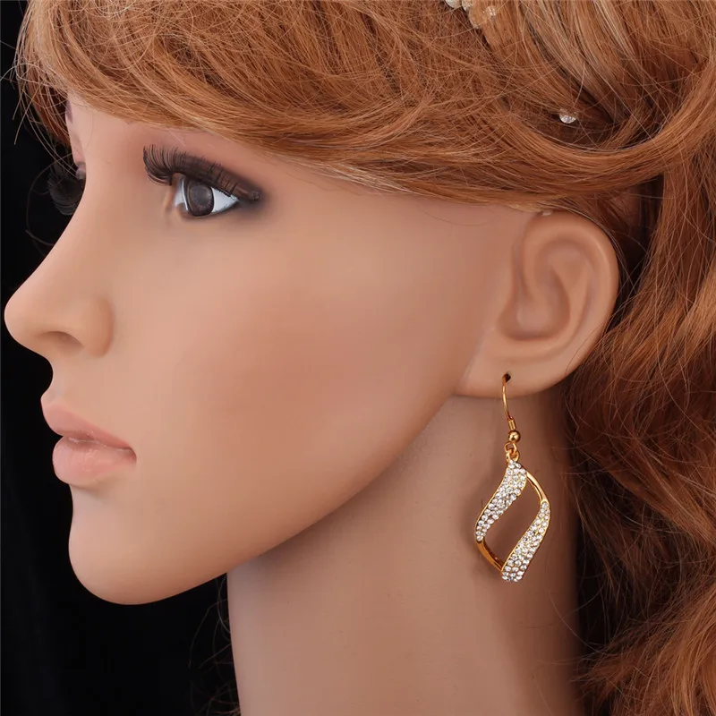 Женские серьги подвески с кристаллами золотого цвета|earings fashion|earring wholesalerearrings base |