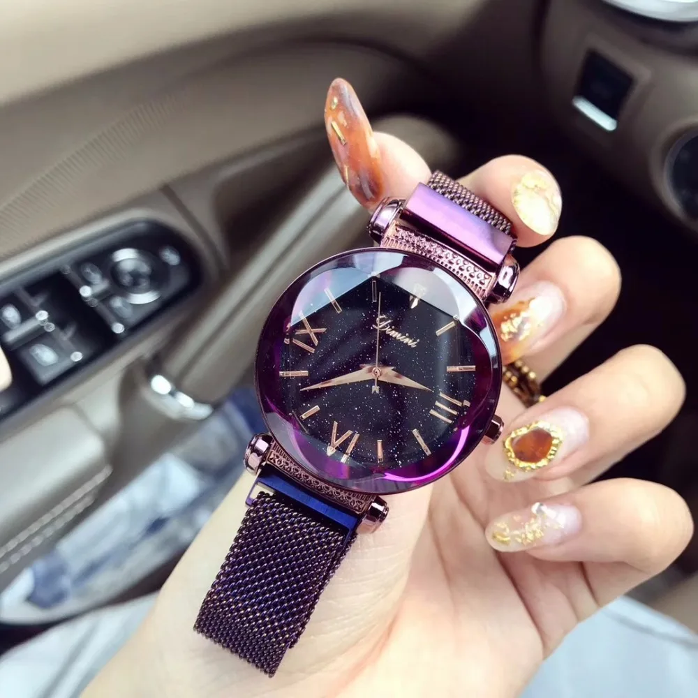 Женские наручные часы Montre Femme кварцевые с магнитным ремнем из нержавеющей стали