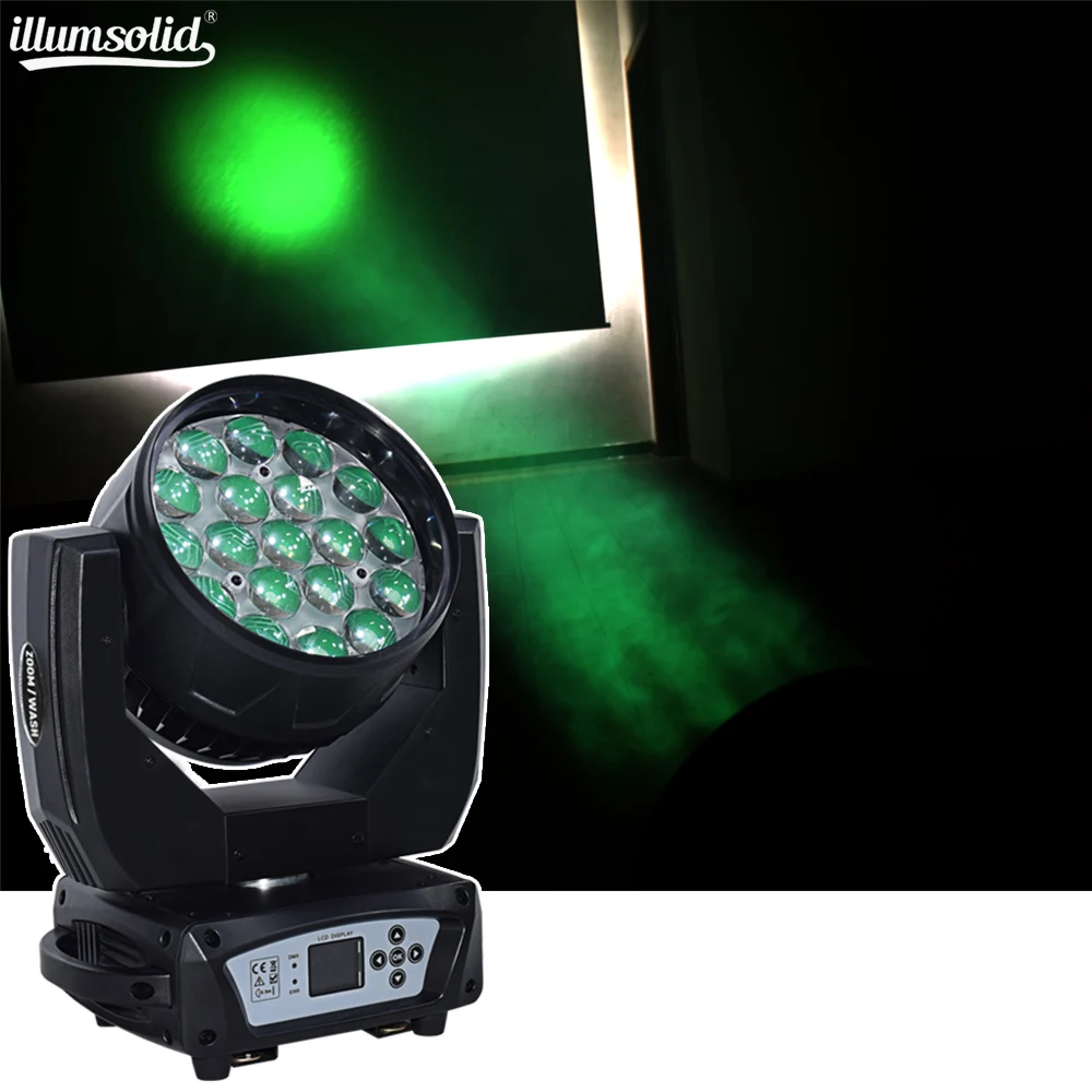 19x15 w zoom cabeza movil led dmx Вращающаяся лампа в стиле диско свет с подсветкой Вечерние