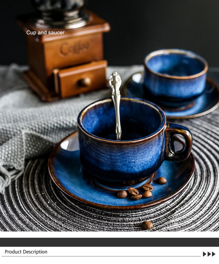 ANTOWALL Dim Blue серия керамическая кофейная чашка и блюдце набор чашка для завтрака послеобеденная чайная чашка простая столовая посуда в ретро стиле