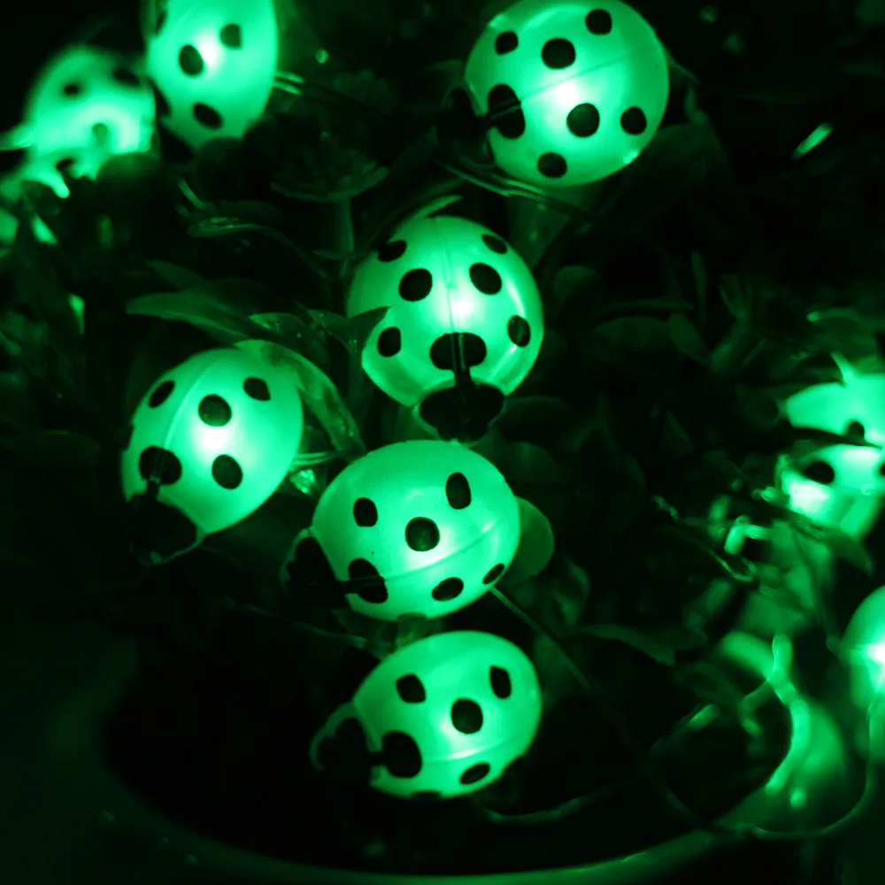 40LED10Ft 3 м Божья коровка светодиодной строки украшения Хэллоуин для дома и улицы от батареек серебряной проволоки строка огни с дистанционным