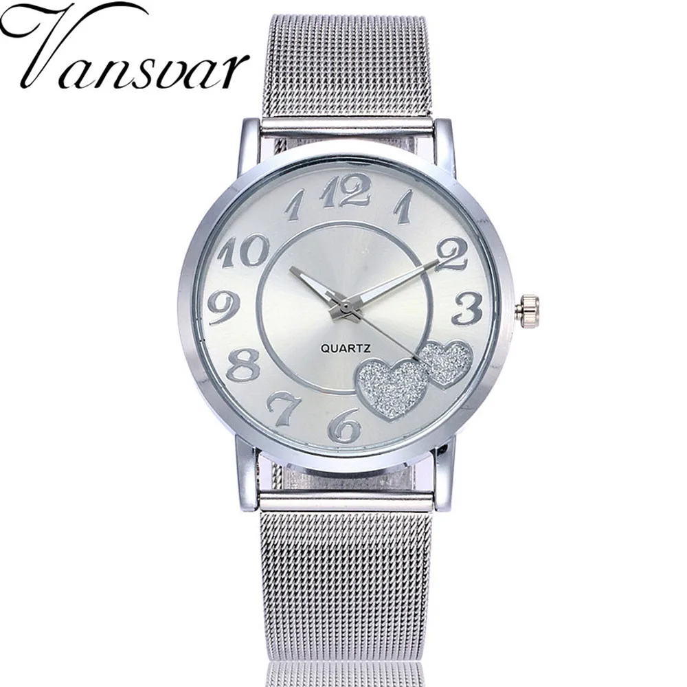 Vansvar Brand Fashion Silver Gold Mesh Band Love Dial Wristwatch Casual Women Quartz Watches Gift Relogio Feminino | Наручные часы