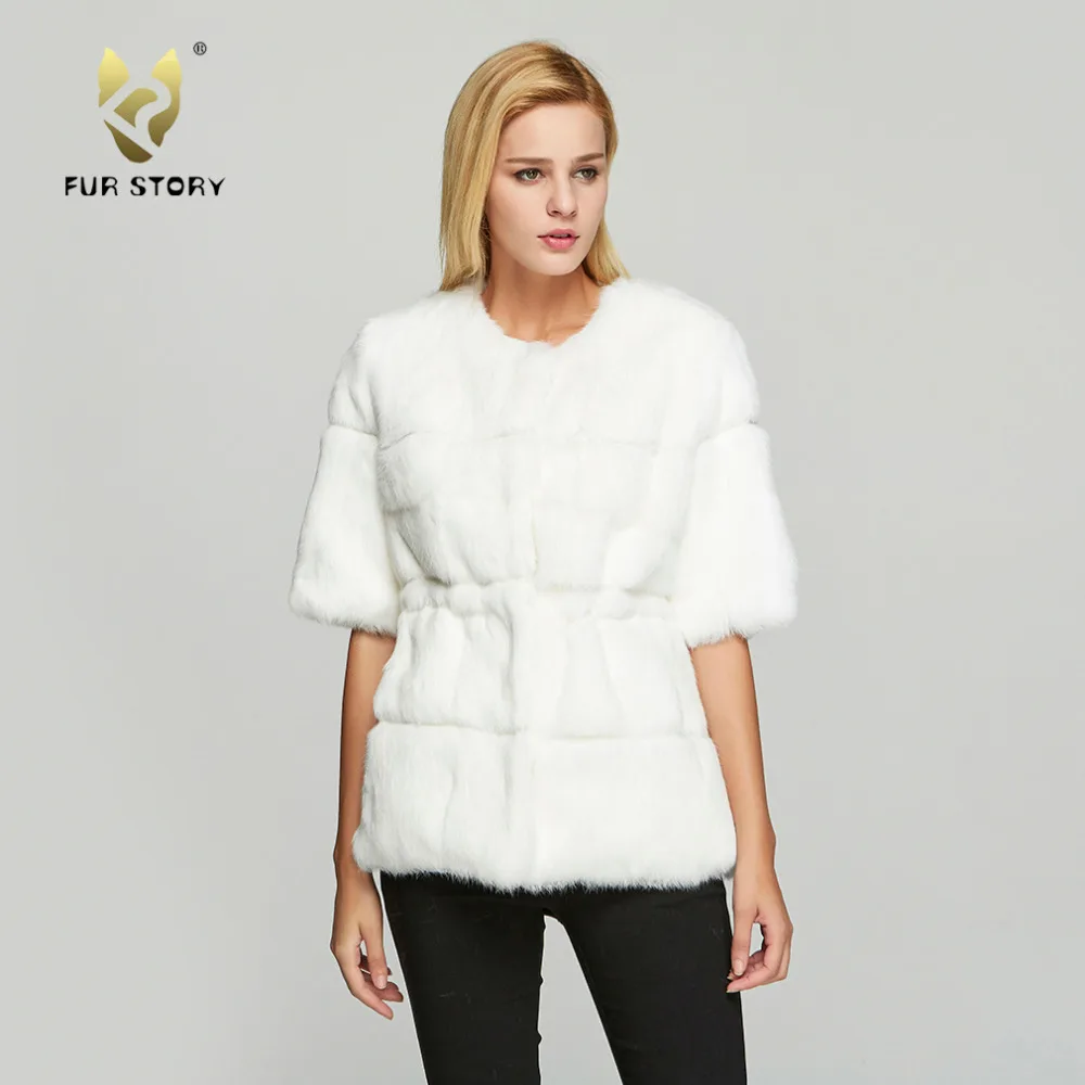 Fur Story 18110 Женское пальто из натурального кроличьего меха зимняя модная теплая
