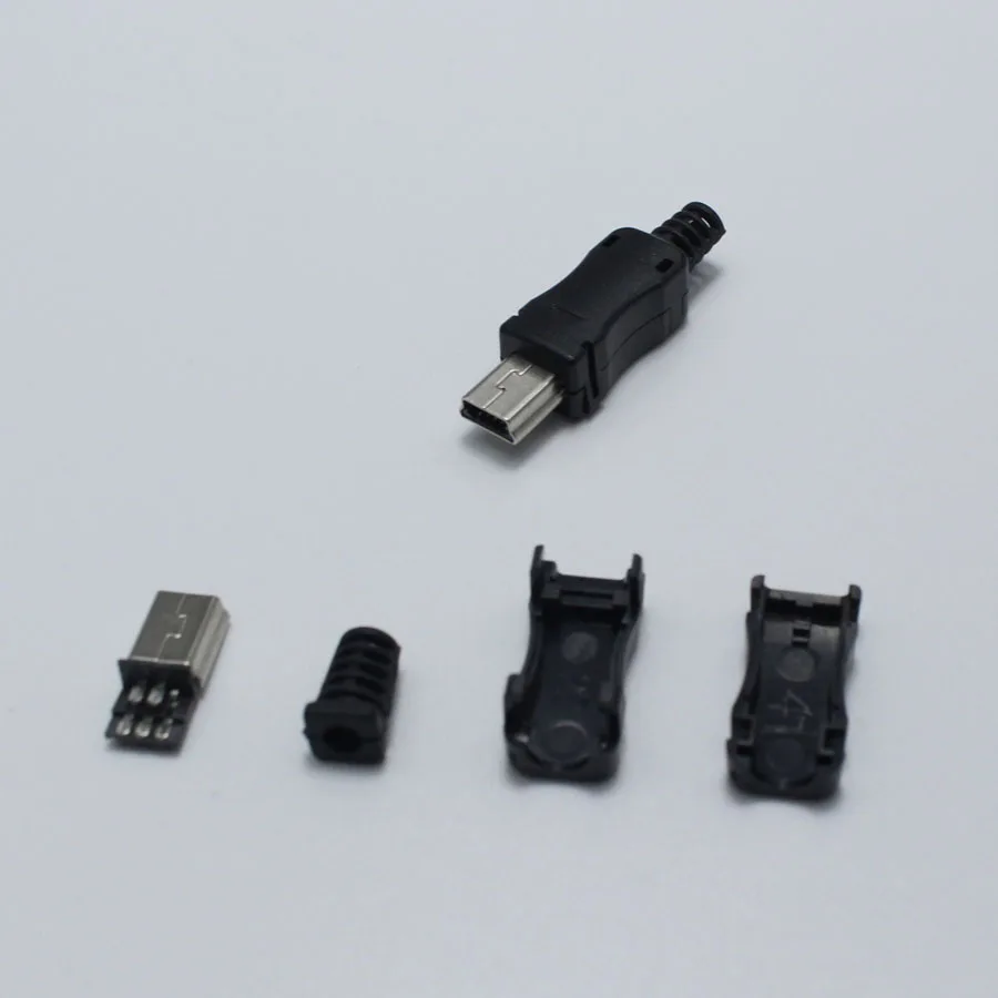 10 комплектов DIY Mini/Micro USB 5Pin сварочный штекер 4 в 1 90/180 градусов разъем адаптер для OD 4,0 мм провода черный - Цвет: 002