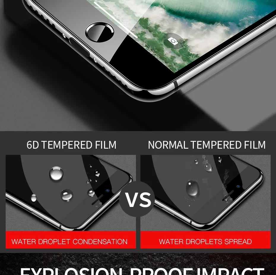 H& A полное покрытие 6D Edge закаленное стекло для iPhone X 7 8 6 6s Plus Защита экрана для iPhone 10 6 6s 7Plus защитная пленка