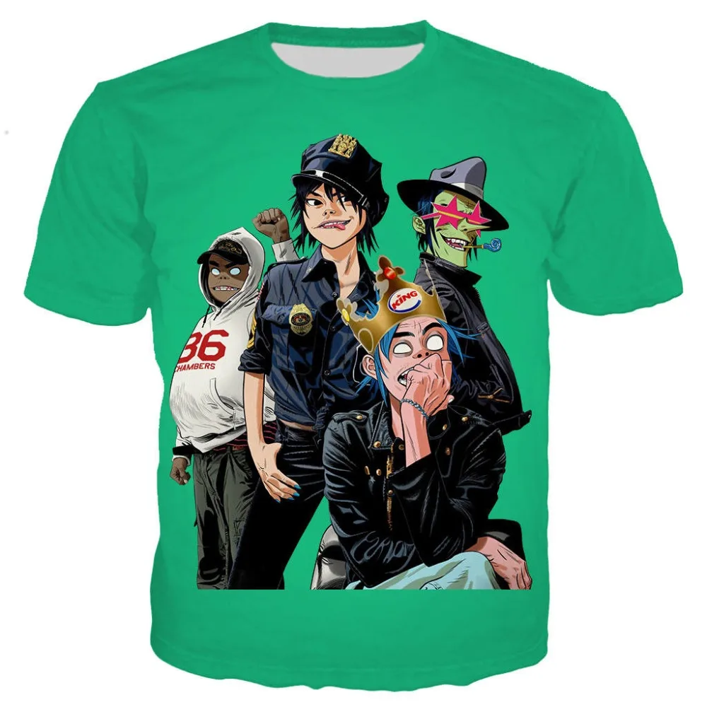 Футболки с музыкальной группой Gorillaz для мужчин и женщин кавайная женская