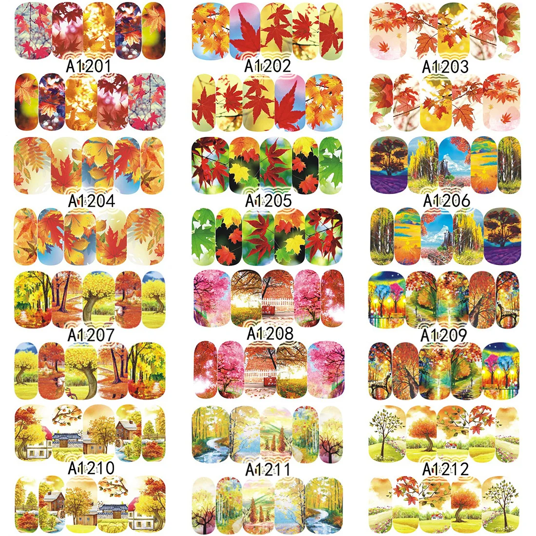 Переводная наклейка на дерево для ногтей и наклейки 12 больших листов/1 маленький