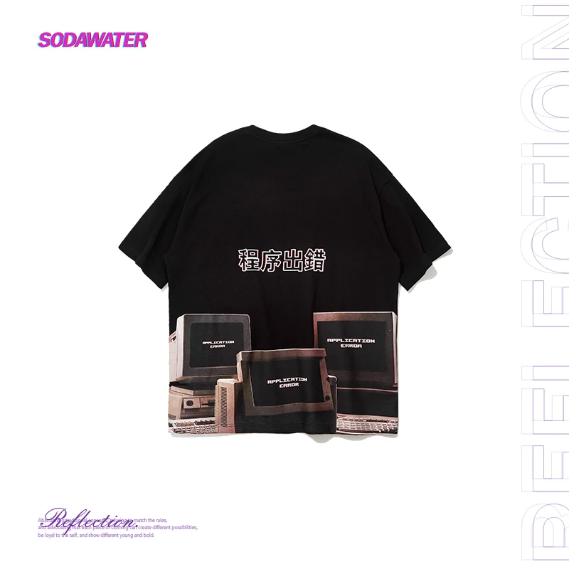 SODAWATER Girl модная уличная одежда с компьютерным принтом женская футболка большого размера хлопковая унисекс в
