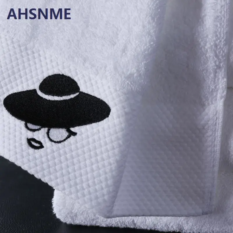 Modern Ms. AHSNME супер роскошное белое Хлопковое полотенце 80x160 см Вес 800 г вышивка может быть выполнена по индивидуальному заказу с рисунком логотипа - Цвет: Modern Ms.