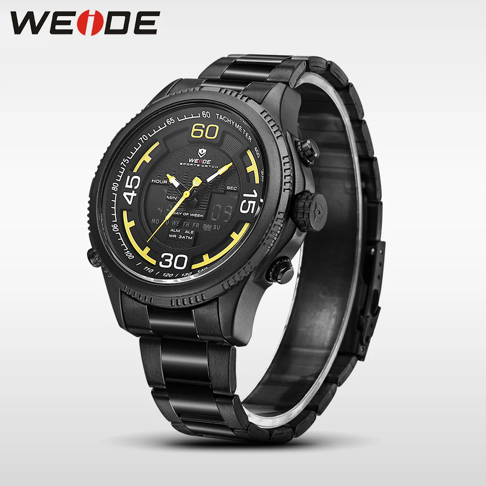 Фото WEIDE оригинальные Роскошные спортивные часы из нержавеющей стали кварцевые ЖК WEIDE оригинальные Роскошные спортивные часы из нержавеющей стали кварцевые ЖК