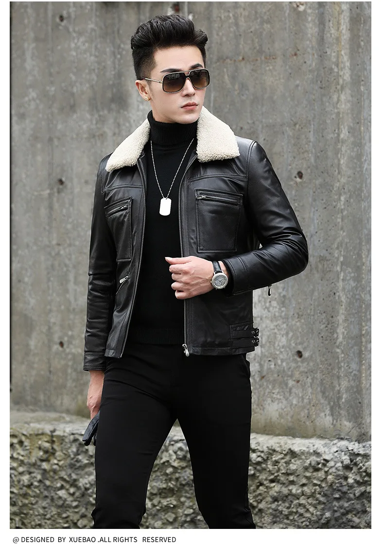 Leather Jacket Men Spring Autumn Genuine Cow Leather Mens Vintage Short Cowhide Coat Real Leather Slim Jackets nr31 YY512