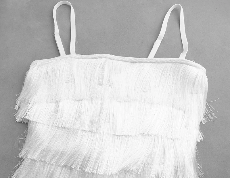 Высокое качество для женщин Белый кисточкой vestido Бандажное платье Новинка 2018