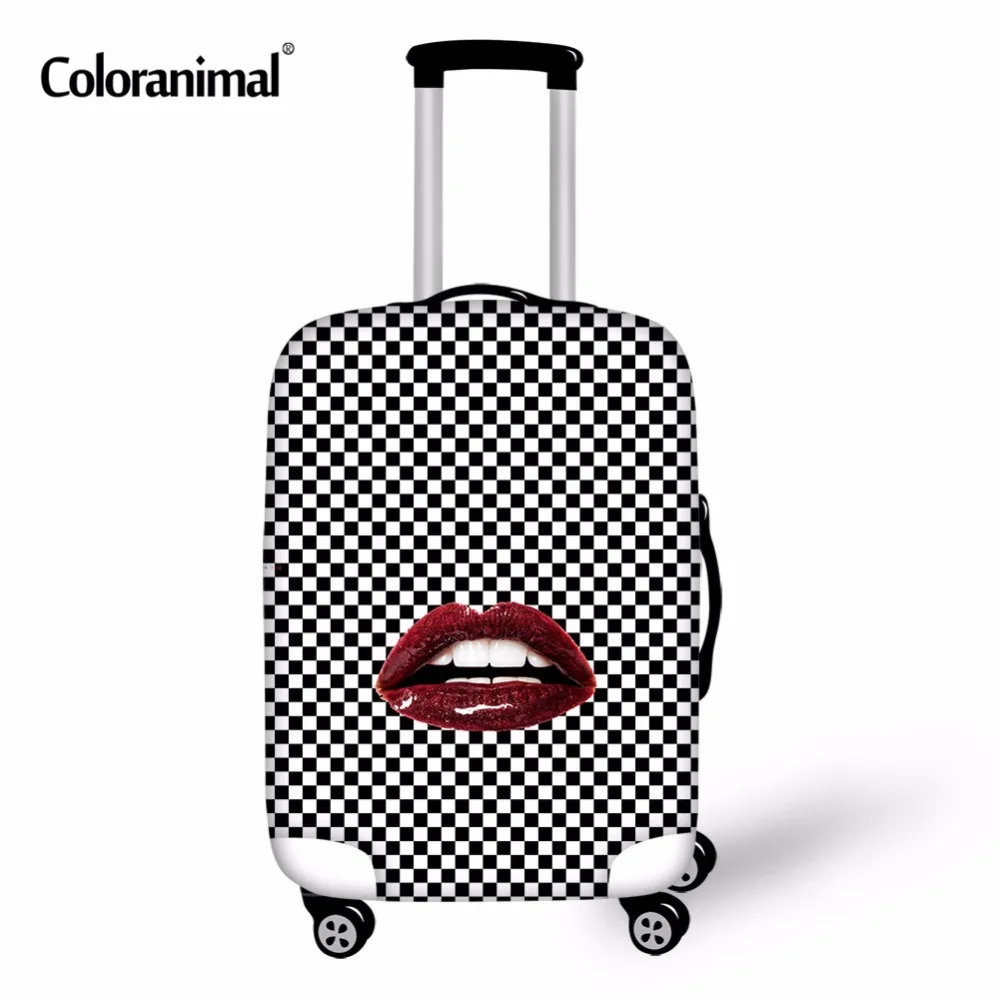 Coloranimal отделкой в виде красных губ с решётчатым принтом Чемодан крышка тележка