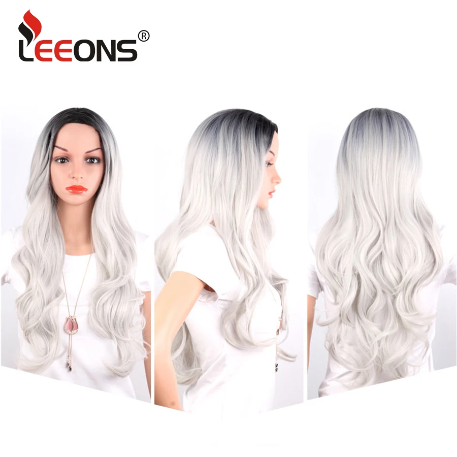 Leeons парик с длинными волосами 26 дюймов женские парики Волнистые Омбре блонд