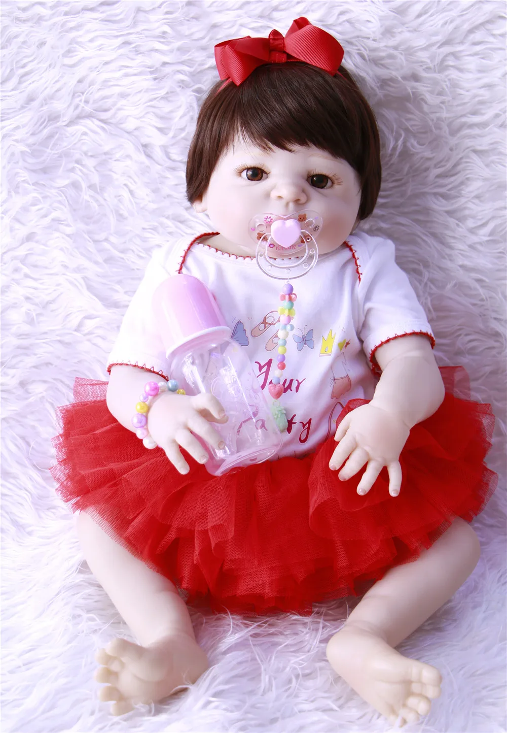

Silicone Full Body Reborn Dolls 23'' Realistic Handmade Baby Dolls girl Fashion Kids Toy Waterproof Boneca Model Birthday Gift