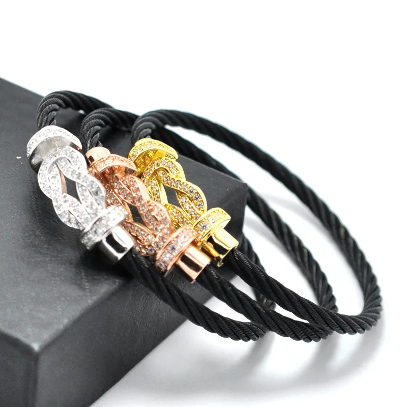 J. hanghe bijoux acier inoxydable femme Hommes Роскошные браслеты с цирконием, браслеты с магнитной пряжкой, провода для мужчин и женщин, ювелирные изделия