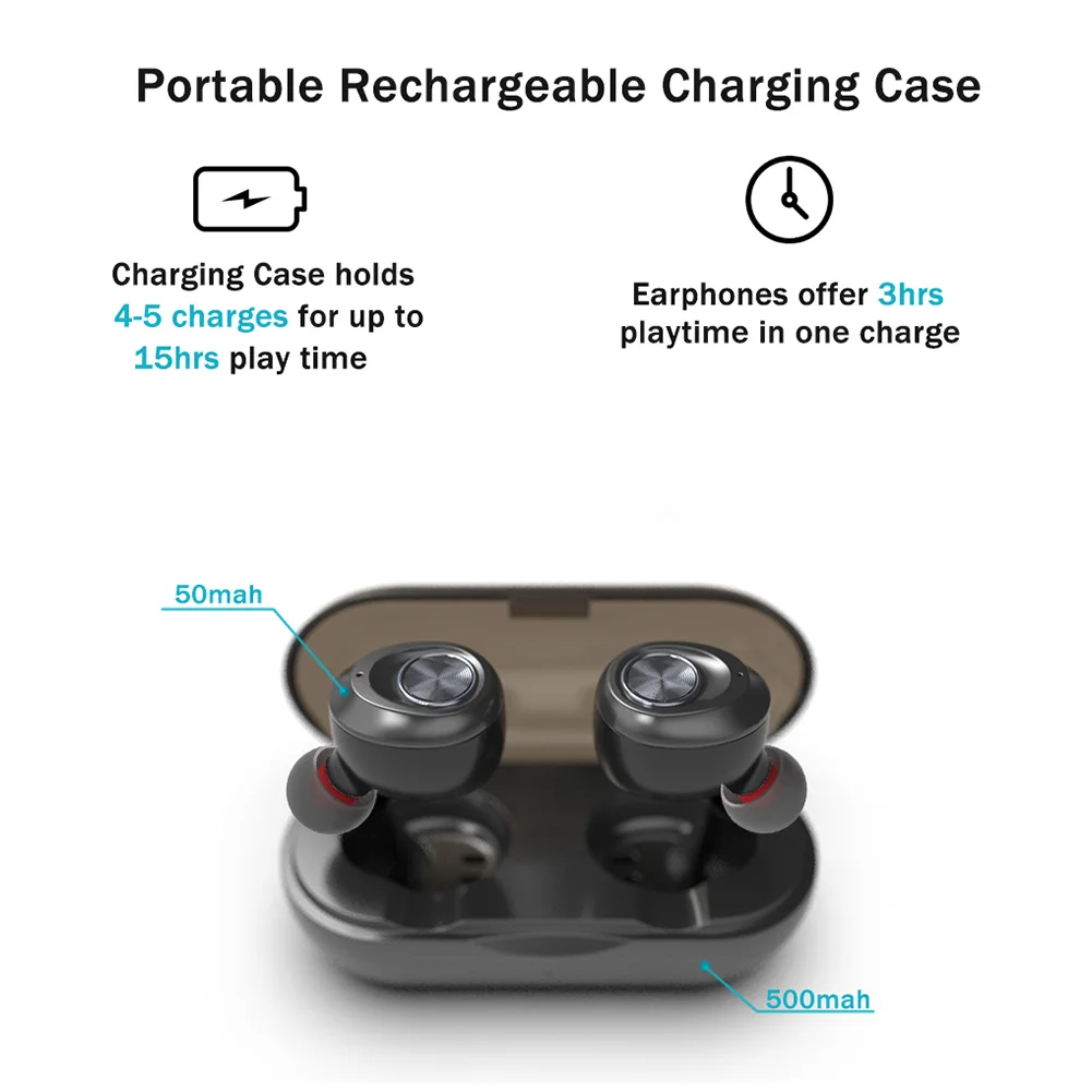 Control Sports Noise Reduction Bluetooth 5.0 Auto Pairing Stereo Call TWS Earphone Mini Wireless Headset Earbuds | Электроника