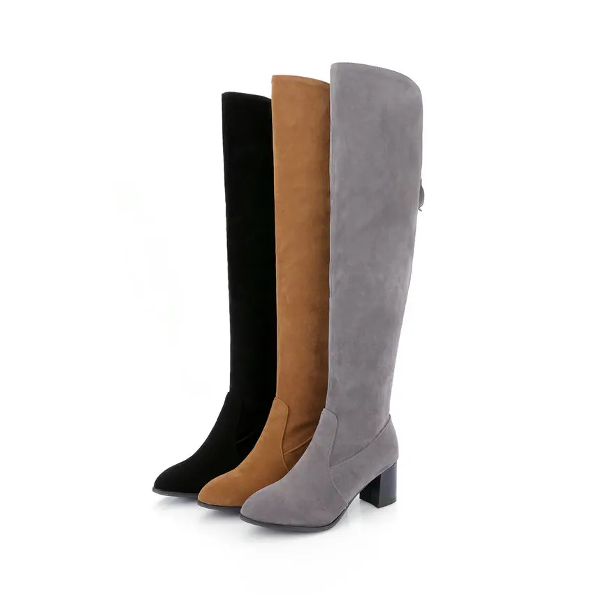 VINLLE/элегантная зимняя обувь 2020 г. Женские сапоги для верховой езды ботфорты на