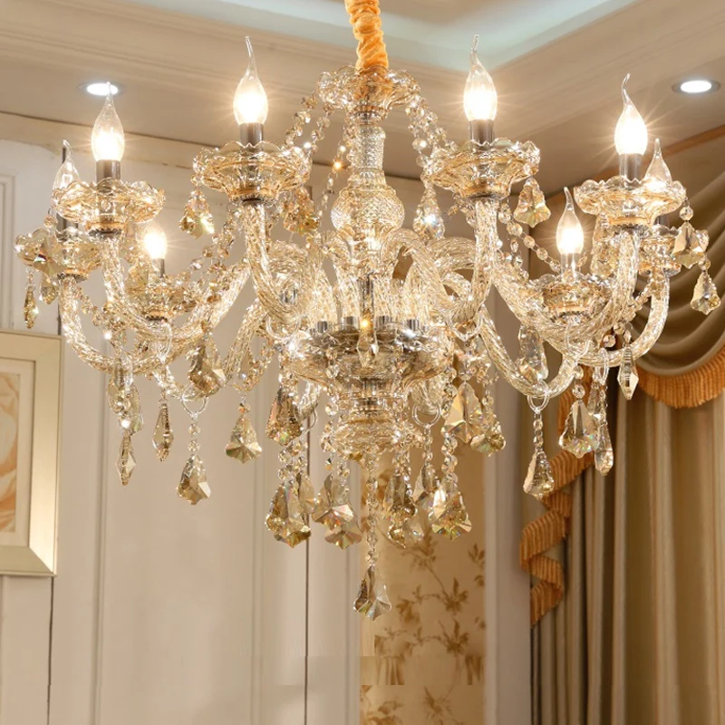 Современные светодиодные хрустальные люстры янтарная люстра для спальни