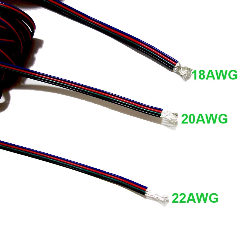 2Pin 3Pin 4Pin 5Pin 5 м 10 м 20 м 18AWG 20AWG 22AWG электрический удлинитель провода кабель для одного цвета RGB RGBW светодиодный светильник