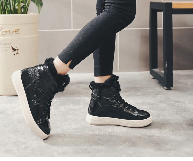 Botas mujer; Повседневная Белая обувь; женские модные брендовые теплые кроссовки на платформе с высоким берцем и мехом; chaussure; зимняя женская обувь