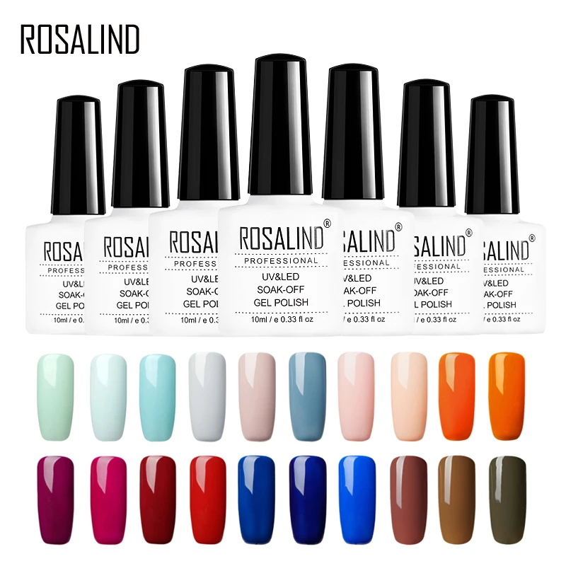 Гель лак для ногтей ROSALIND 10 мл белая бутылка дизайна отмачиваемый