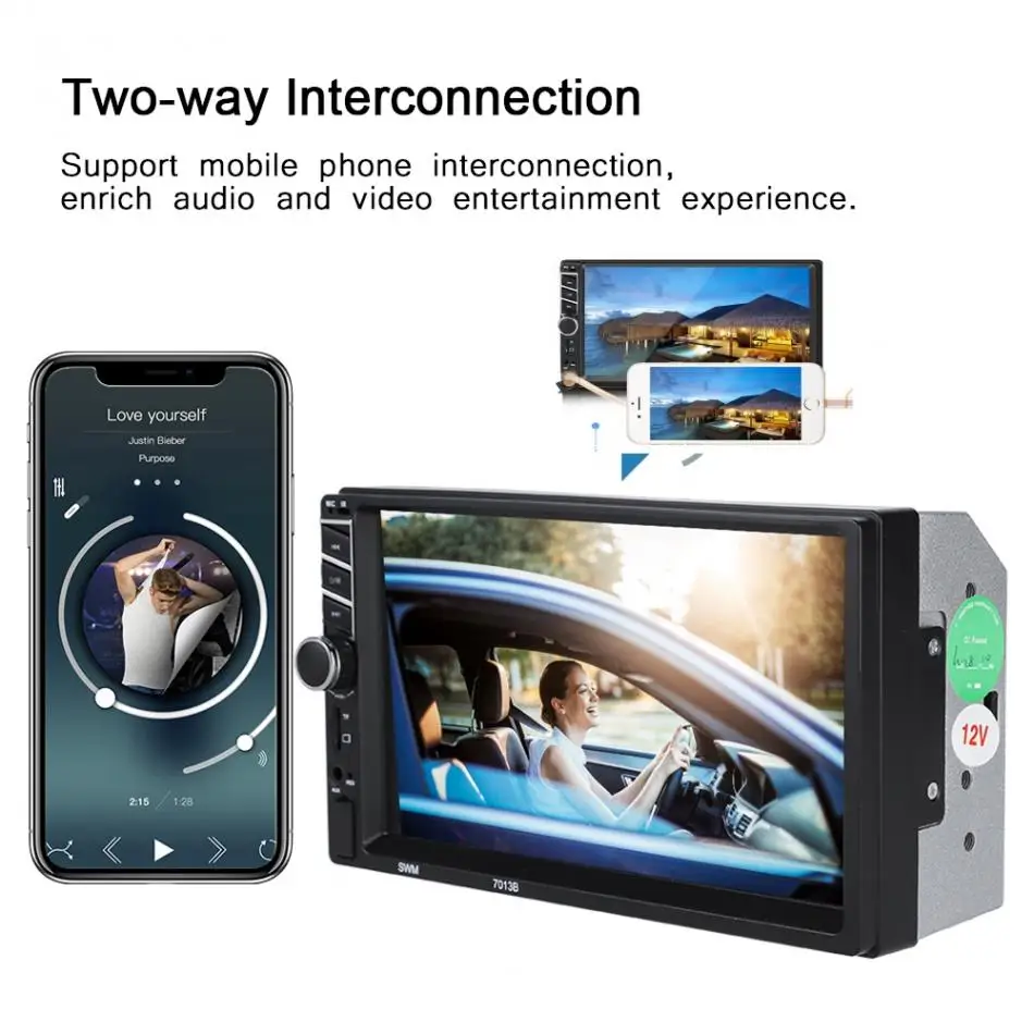 7 дюймов Большой Экран HD Автомобильный Bluetooth MP5 MP3 плеер Сенсорный экран Автомобильный мультимедийный MP5-7013B
