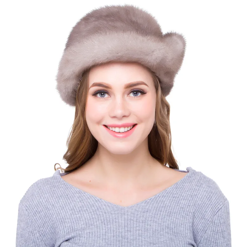 Шапка-федора женская из натурального меха норки на осень и зиму VF5050 | Аксессуары