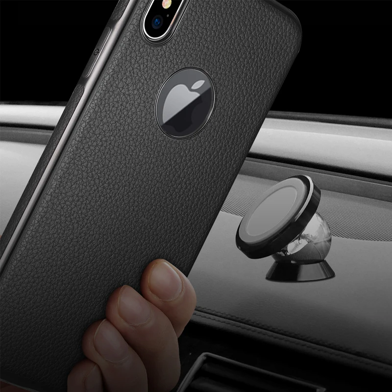 Магнитный чехол личи для iPhone Xr Xs Max мягкий магнитный из ТПУ X XsMax автомобильный