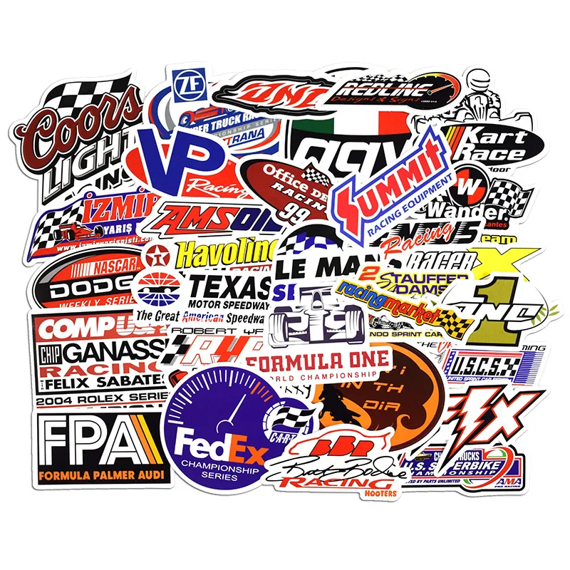 

50PCS Racing Car Stickers Graffiti JDM Car Modification Waterproof Sticker for Motorcycle Bicycle Helmet Motor Suitcase Laptop