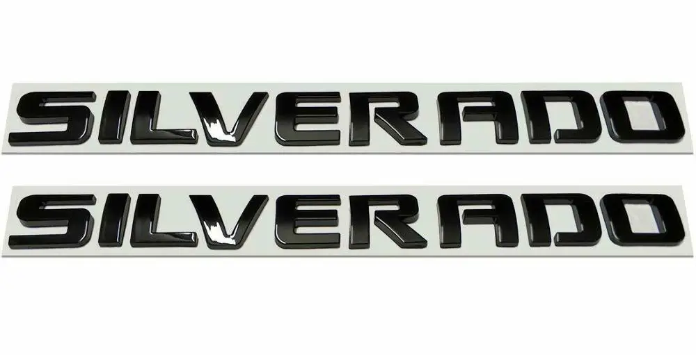 

2x Silverado Emblems 3D Nameplate Letter Decal Badge Silverado 1500 2500HD Black