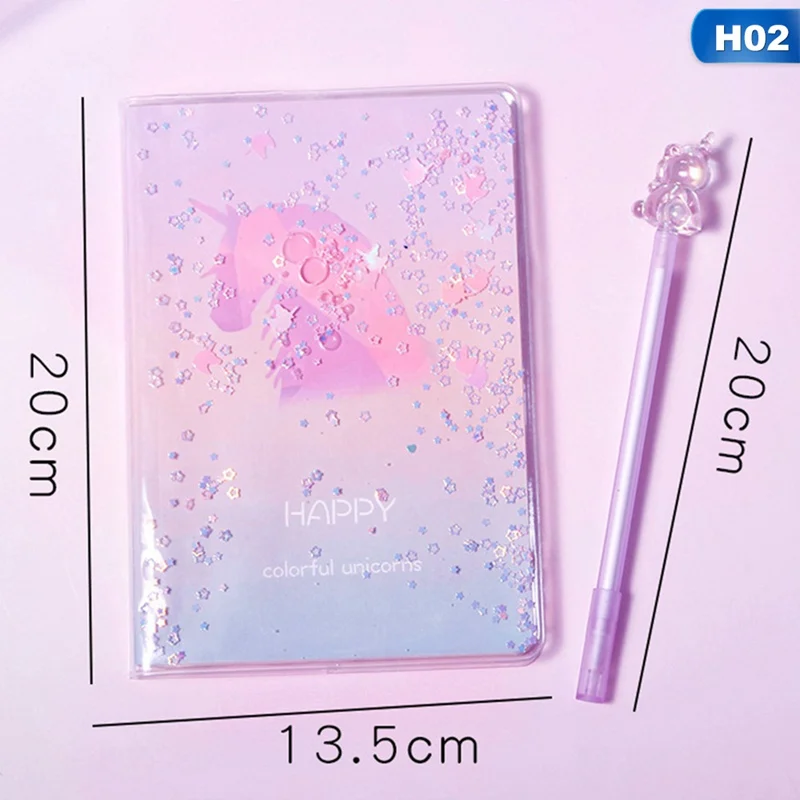 Unicorn Notebook Set Cute Cartoon Note Book With Gel Pen Diary Day Planner Kawaii Journal Stationery Gift School Supplies - Цвет: H02