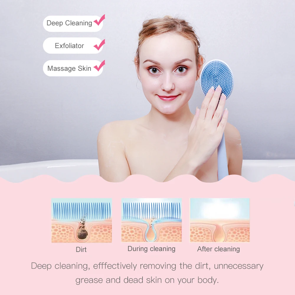 Душевая ванна с длинной ручкой силиконовая щётка для тела глубокая Очищающая