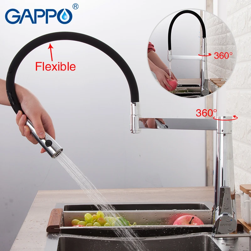 

GAPPO Kitchen Faucets black chrome kitchen mixer faucet tap single handle flexible kitchen sink faucet mixer water taps