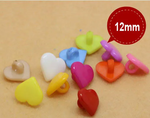 500 шт./лот! Высокие пуговицы в форме сердца ярких цветов для детской одежды 12 мм|jeans