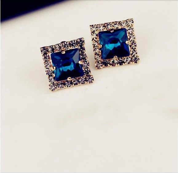 Квадратные серьги-гвоздики для женщин 2017 Свадебные индийские богемные серьги