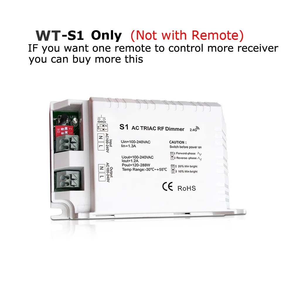 S1 Dimmer Only Triac светодиодный диммер 220 В с закругленным краем и затемнением RF 2,4G беспроводной пульт дистанционного управления Smart Wifi AC 230 в 110 В светодиодный светильник переключатель-регулятор яркости лампы - Цвет: S1 Dimmer Only