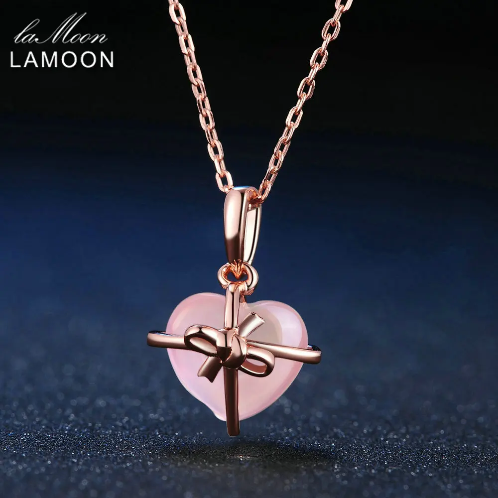 Женская подвеска из серебра 925 пробы с розовым кварцем|necklaces for women|fine jewelrynecklace necklace