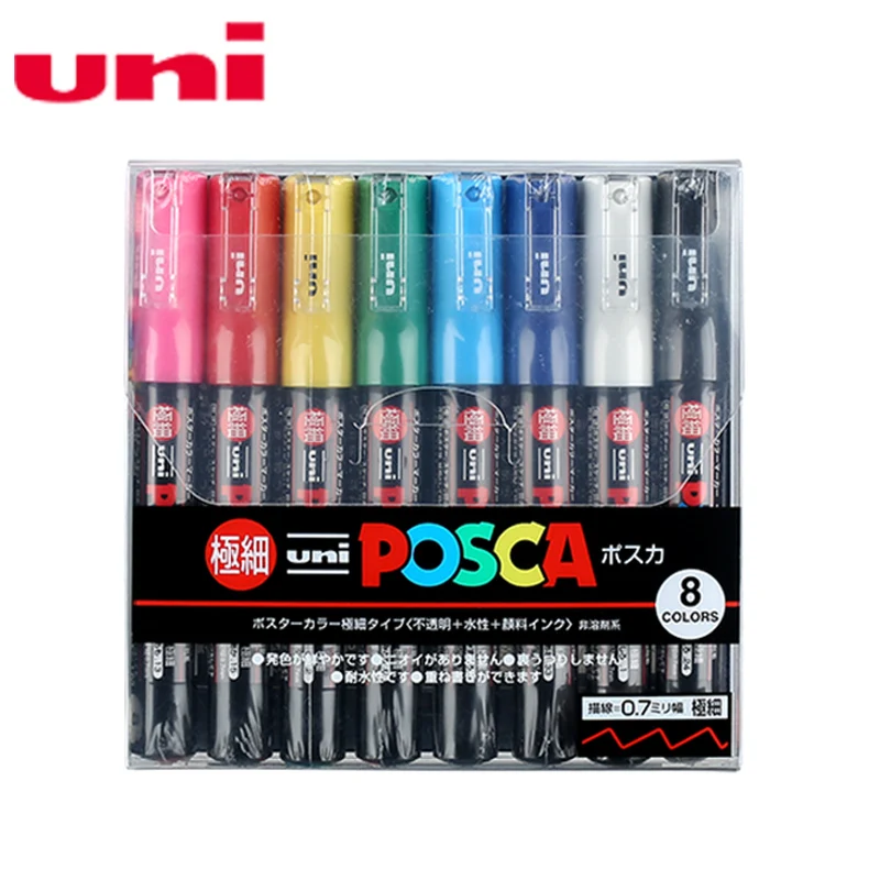 8 color suit Ручка Posca PC-1M Краска Маркер письменная ручка Сверхтонкий наконечник 0,7 мм 8 цветов Набор - Цвет: 8 color suit