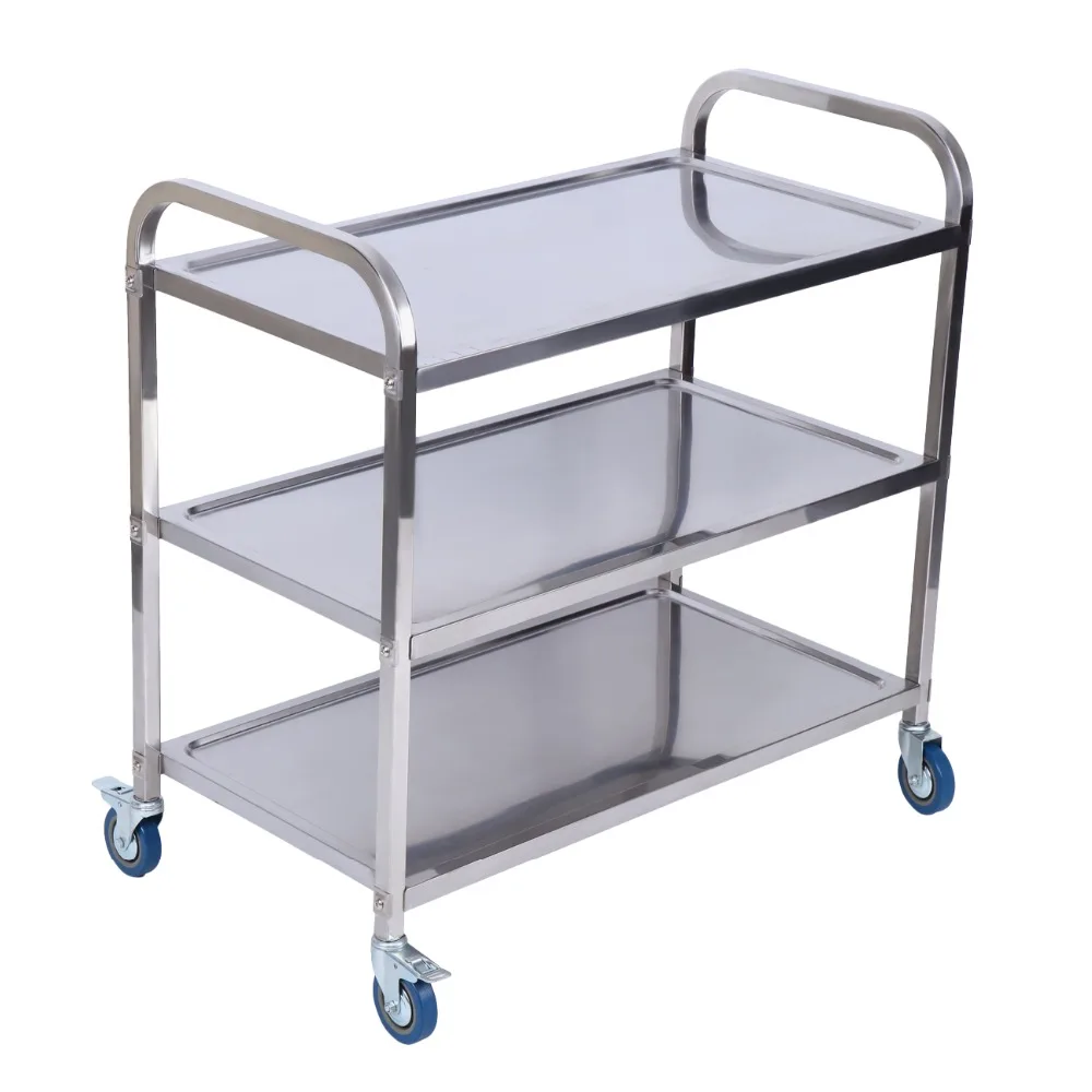 3 х ярусная вращающаяся тележка из нержавеющей стали для дома ресторана кухни