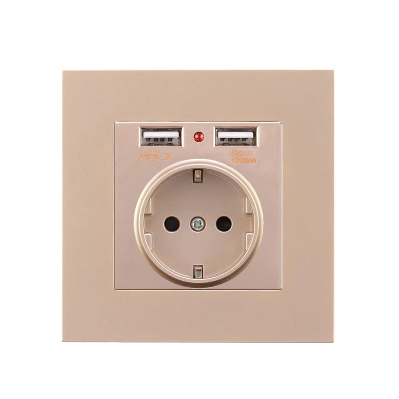 Gold Atlectric Dual USB Автомобильное зарядное устройство на стене адаптер зарядки 2A стены Зарядное устройство адаптер розетка стандарта евроcоюза розетка электропитания с USB разъем - Тип: Gold